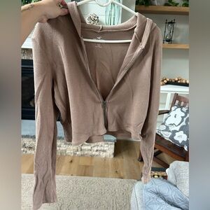 Hollister Tan Ribbed Hoodie